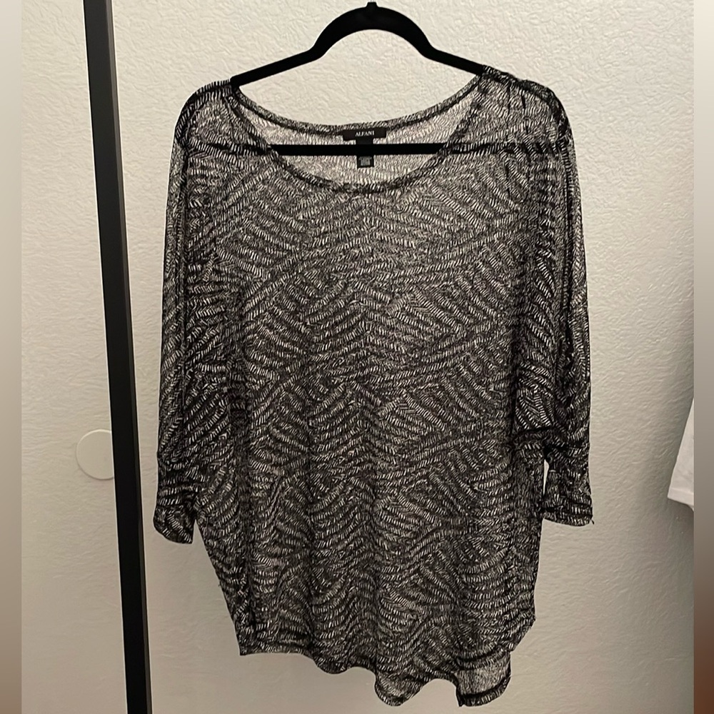 Alfani Sheer 3/4 Length Drop Sleeve Dressy Top